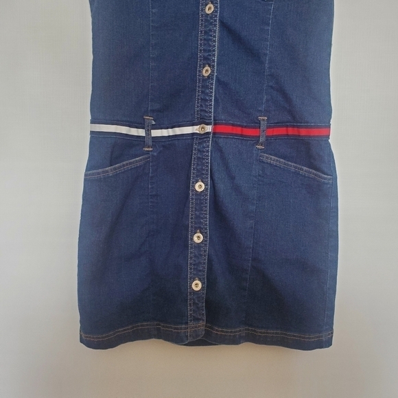 Tommy Hilfiger Dress Vtg Y2k 90's Denim Red Wht Blu Patriotic July 4th Women (L) - Picture 3 of 11